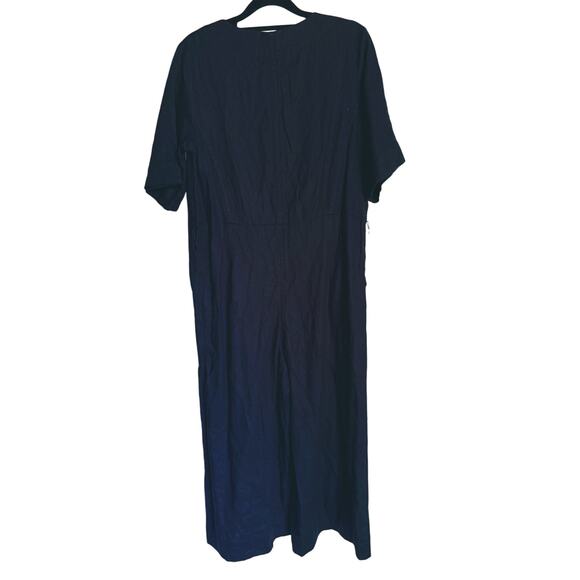 Everlane The Linen Cross-Front Jumpsuit Black Size 2 Quiet Luxury Timeless Fall - Picture 4 of 5